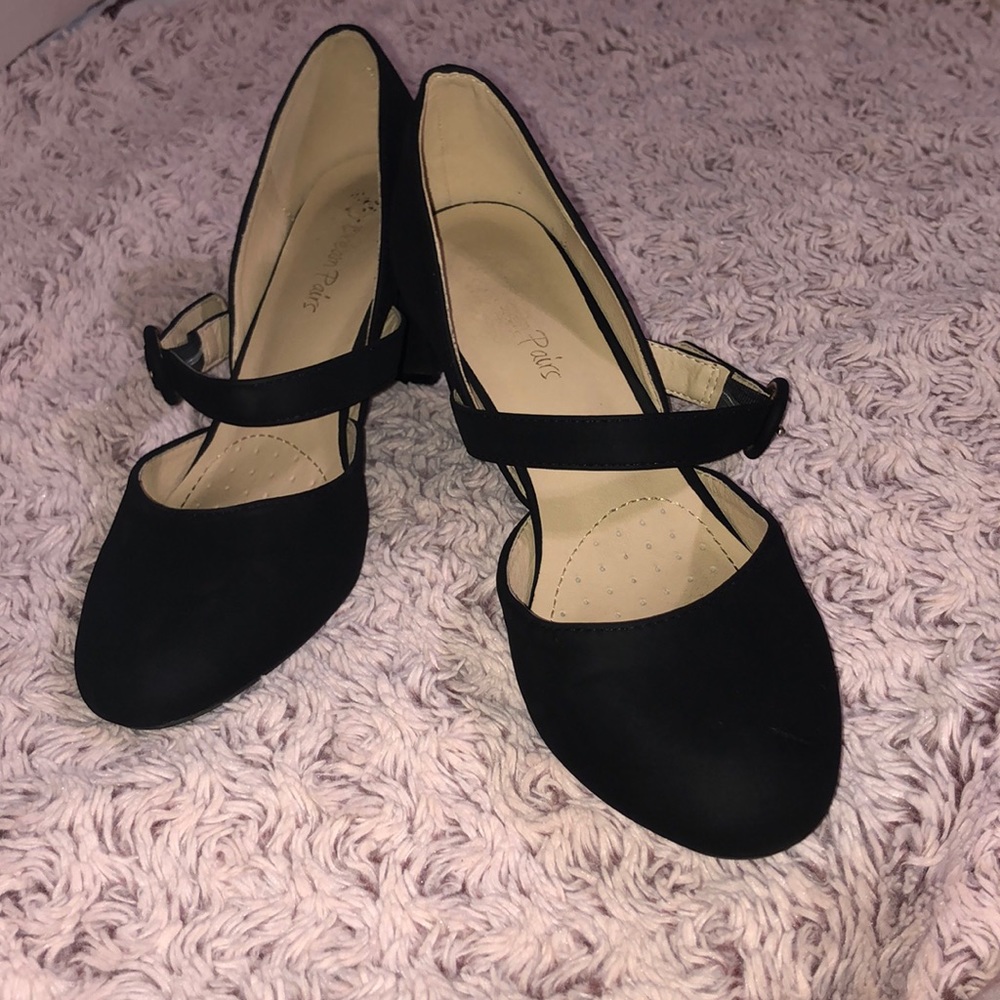 Black Block Heels With Straps